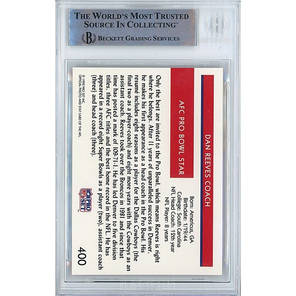 Dan Reeves Autograph 1992 NFL Pro Set Denver Broncos Football Card Beckett Slab - Picture 3 of 5